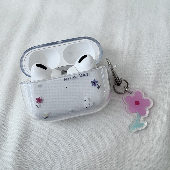플라워 키링 투명 에어팟케이스, 에어팟PRO
