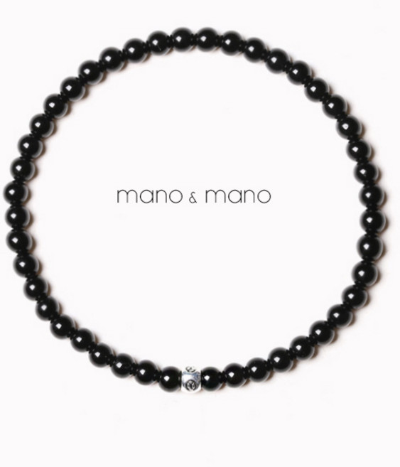 천연 흑요석 블루사암 심플 염주 패션 팔찌