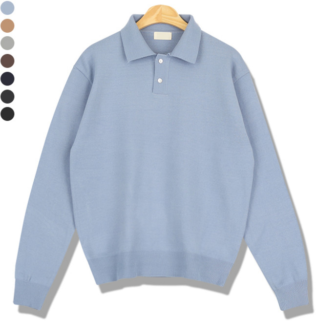 오마보이 남성용 2버튼 캐시라이크 카라 니트