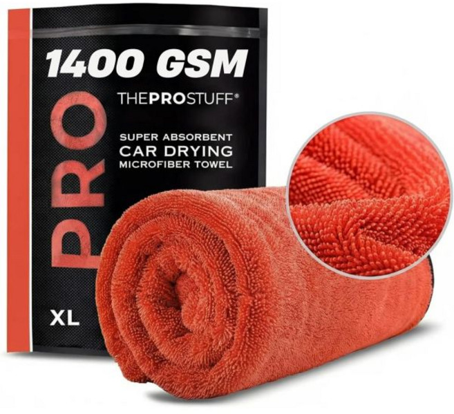 Pro Stuff 1400 GSM 트위스트 루프 자동차 건조 타월 - 자동 디테일을 위한 초흡수성 보푸라기 프리 극세사 천 줄무늬 프리 양면 세차 타월 X-대형(24"x36"), X Large