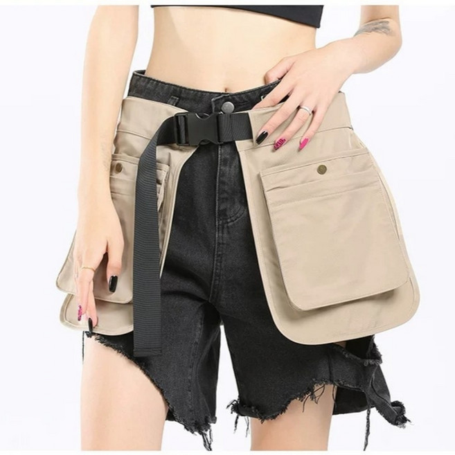 多功能收納腰包 大容量防水 腰包 旅行腰包 戶外腰包 運動腰包 戰術腰包 便攜半身包 多口袋分層 快乾耐磨面料, 卡其色, 1個