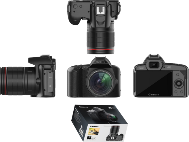 Camera 4K 6400萬像素 120°廣角 3吋IPS螢幕 Wi-Fi 連接手機 IR-CUT 夜視攝影, 黑色標配【不含記憶卡】