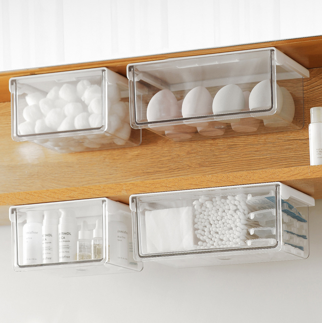 코지티 무타공 슬라이딩 히든 수납 서랍, 화이트 대형, 1개