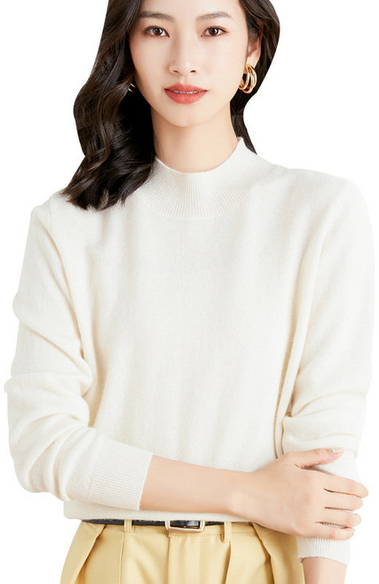 ANYOU 여성니트 캐시미어니트 숙녀 반 터틀넥 니트 짧은 풀오버 스웨터