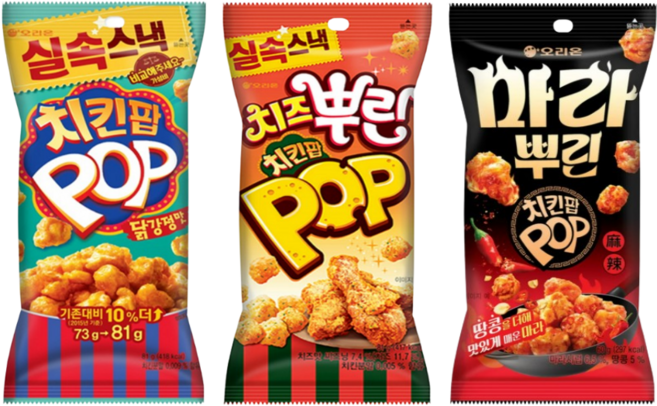 오리온 치킨팝 닭강정맛 81g + 치즈뿌린 치킨팝 81g + 마라뿌린 치킨팝 60g 3종세트
