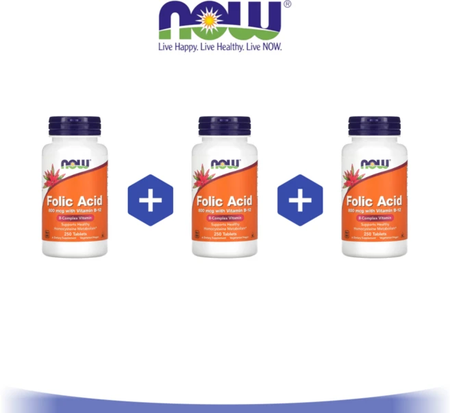 2+1 나우푸드 엽산 Folic Acid 800 mcg 250정 폴레이트 시아노코발라민 - 쿠팡