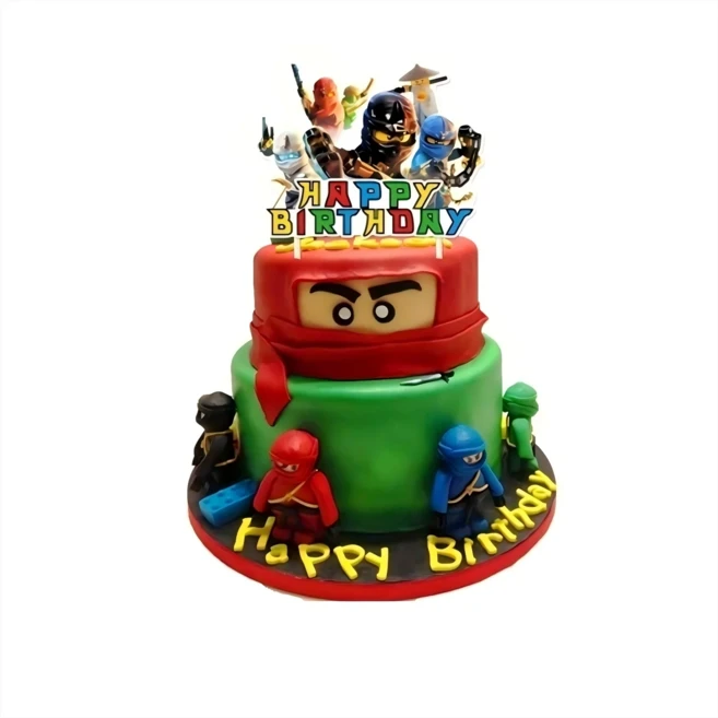 13개 닌자 생일 케이크 장식-닌자 파티 컵케이크 토퍼&닌자 케이크 토퍼 (닌자 생일 파티 장식용), 02 1 Pcs Cake Toppers