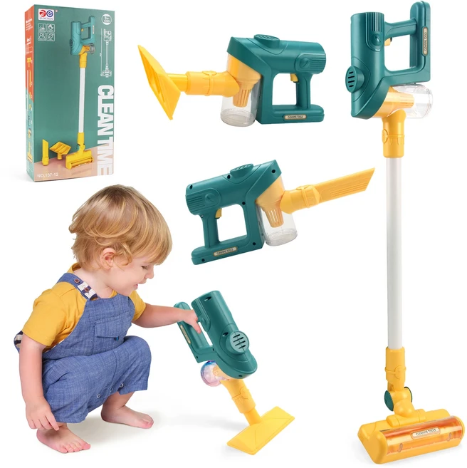 전기 미니 진공 청소기 시뮬레이션 충전 가사 먼지 포수 장난감 소녀 교육 역할 놀이, 02 Green with box, 1개