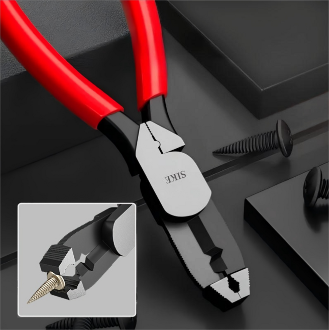 강력 절단 다기능 미끄럼 방지 나사 제거 펜치 철공 플라이어, 레드 손잡이 1개