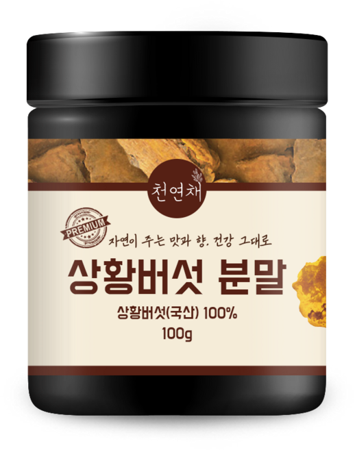 천연채 국산 상황버섯 분말 가루 무첨가 원물 건강차 활력관리, 1개, 100g