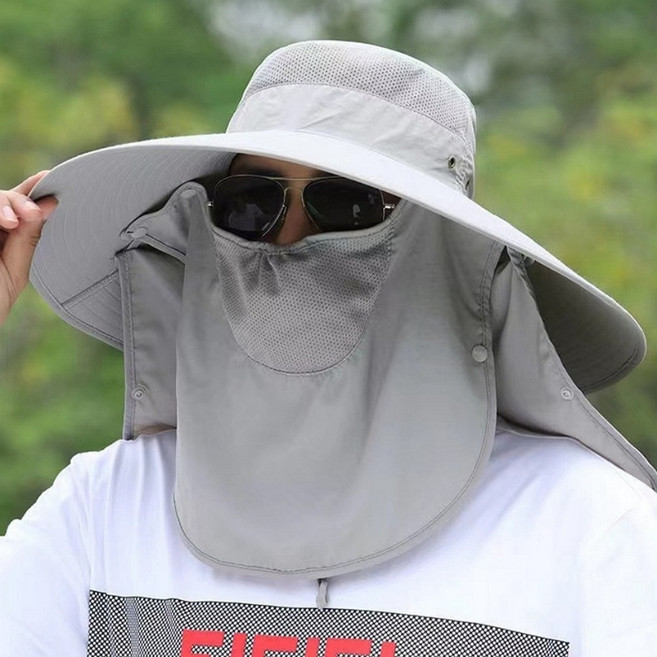 빅와이드 얼굴가림 햇빛차단 작업모자 메쉬 등산모자
