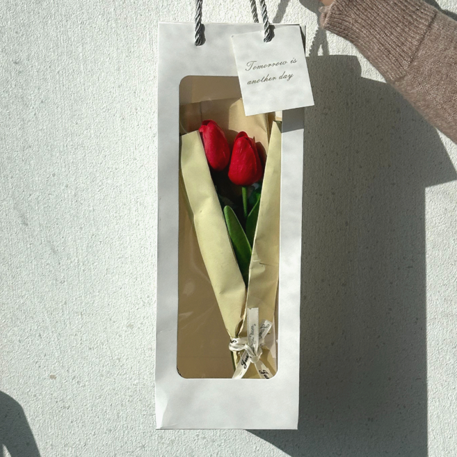 원두걸스 LED 꽃다발 졸업꽃선물 편지 기념일 생일, 레드, 1개