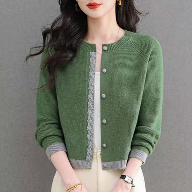 루나걸 여성용 다온드 배색 라운드 가디건 L25WC091126