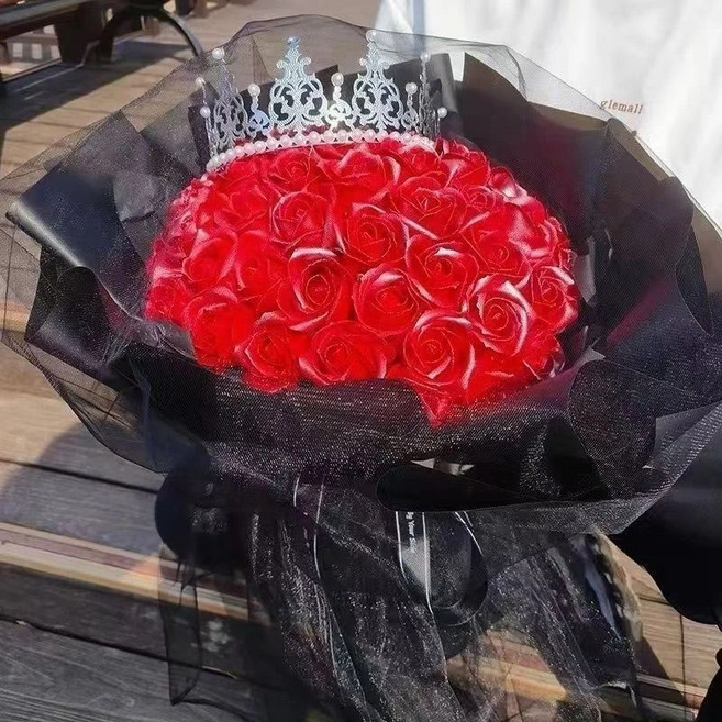99朵香皂玫瑰花束 永生花 禮物, 1個, 33朵黑紅玫瑰贈送賀卡