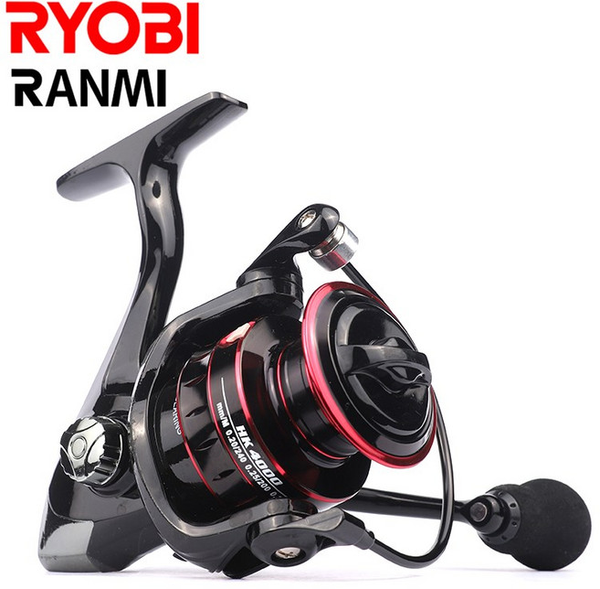 RYOBI RANMI 스피닝 릴 8KG 최대 드래그 5.2:1 고속 금속 스풀 잉어 낚시 릴 소금물 낚시 릴 방적용, EVA Handle Knob, 4000
