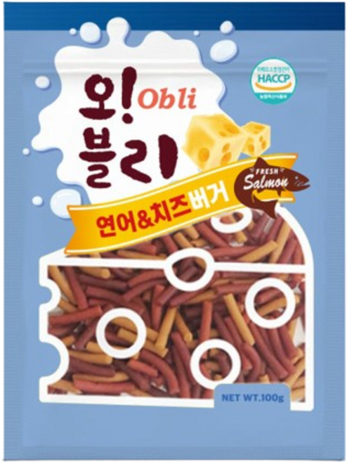 오블리 치즈버거 100g x 30개 강아지져키간식 1box, 연어