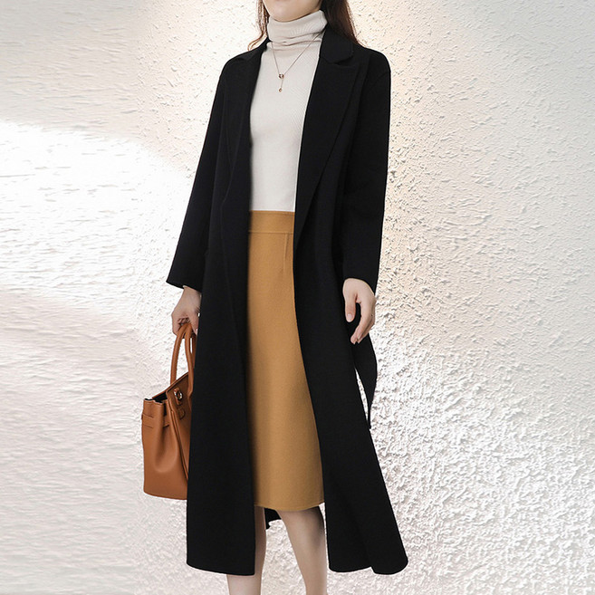 [2026 봄신상] 스타일아유 여성 양모100% 롱코트 겨울 벨트코트 테일러드 슬림핏 심플 스타일 보온 아우터 LC0072