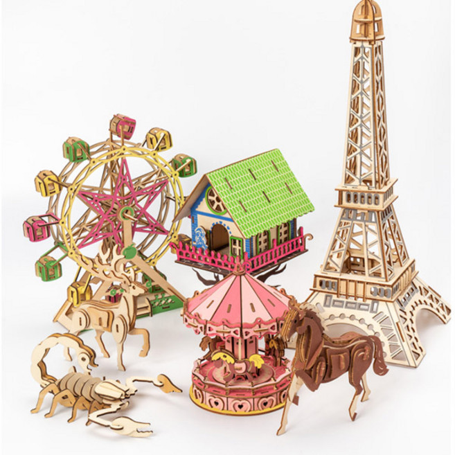 민화 3D 입체 나무퍼즐 미니어쳐 만들기 고급형 8종 diy, 민화 입체 나무퍼즐_로봇독, 1개