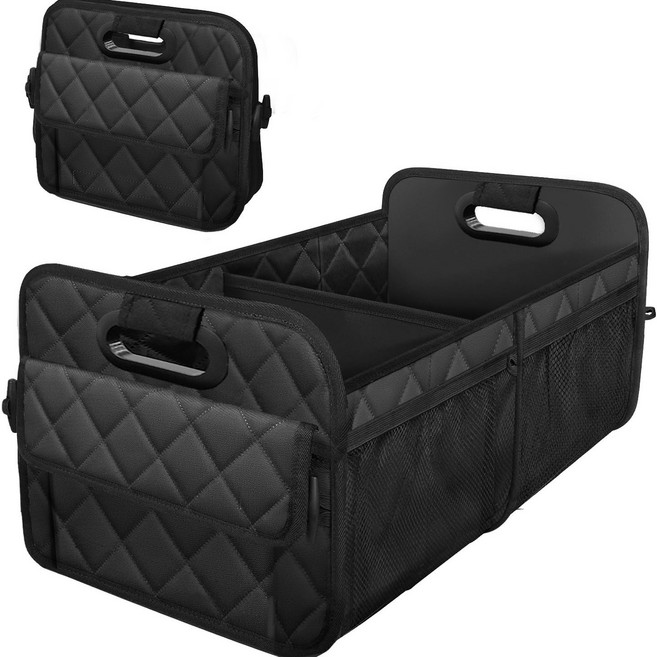 트렁크정리함 차량용 접이식 수납박스 블랙 대용량 SUV MPV 전용 튼튼한 차량 정리함 차박 캠핑 장거리 이사, 흑