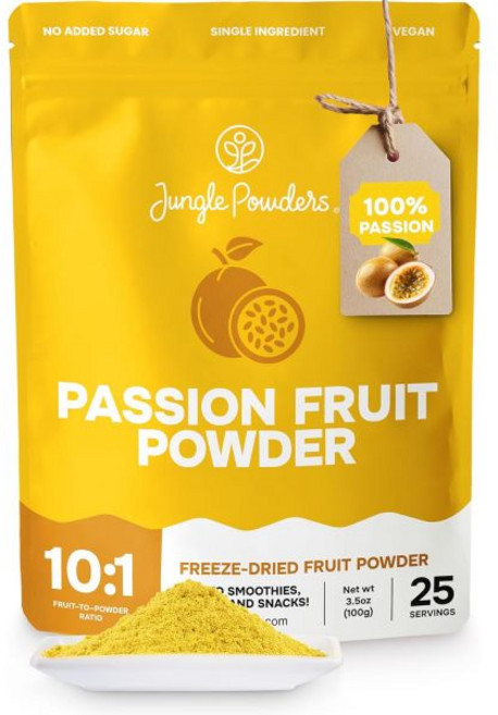 Jungle Powders 과일 가루 분말 파우더 패션프루트 3.5온스 냉동 건조 퓌레 베이킹 스무디용 리리코이 그라나딜라 첨가물 없는 추출물 주스 보충제, 25 서빙 (1팩)