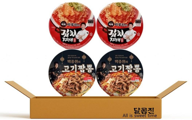 빽쿡 백종원 김치찌개 140g + 고기짬뽕 105g 2개씩, 1박스