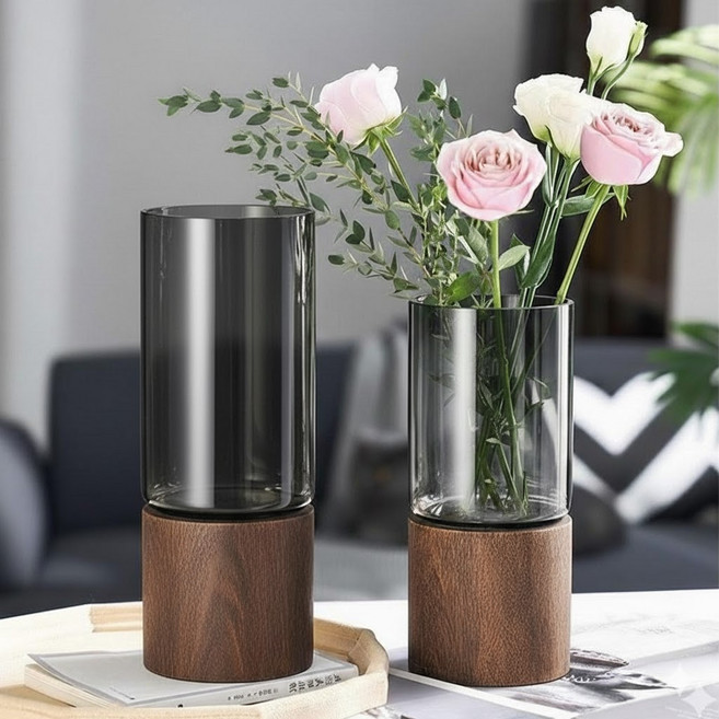 레디박스 럭셔리 거실 테이블 꽃꽂이 플라워 꽃병 원형 화병, 반투명