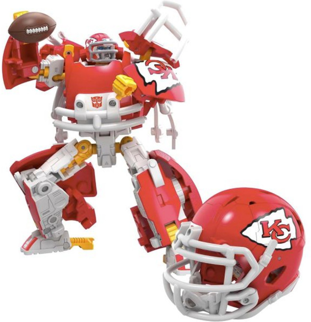 트랜스포머 NFL 캔자스시티 치프스 KC59 로봇에서 헬멧으로 5.5인치 액션 피규어 변경 8세용 축구 장난감 출시, Kansas City Chiefs
