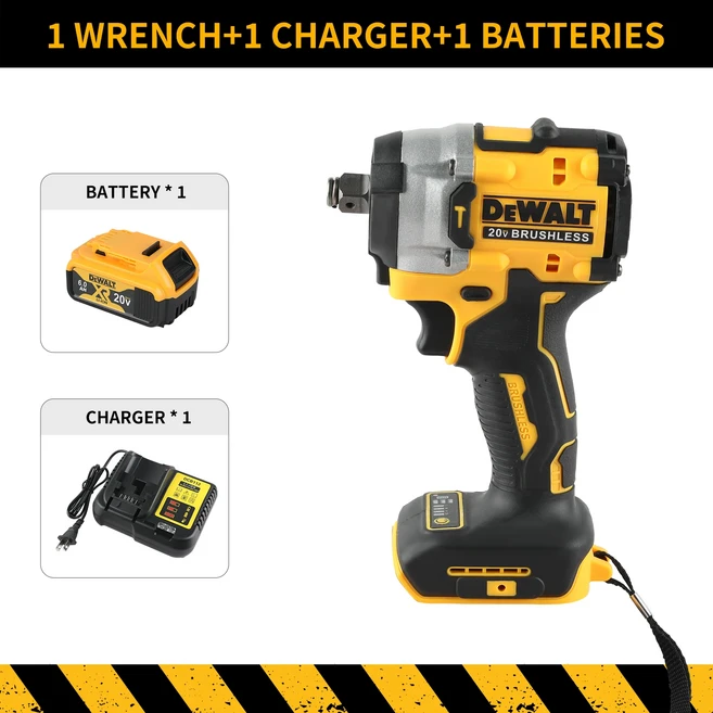 디월트 DCF921 무선 임팩트 렌치 - 고성능 전동 ATOMIC 20V 최대 1/2인치 가변 속도 공구용., 02 UK Plug, 02 UK Plug