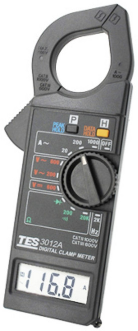泰仕 TES-3012A 數位交流鉤錶 1000A, 1個