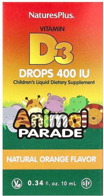 네이처스 플러스 비타민D 3 콜레칼시페롤 애니멀 퍼레이드 액상 오렌지 400IU 10ml, 1개 - 쿠팡
