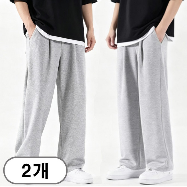 차쿠 1+1(2세트) 남녀 스트레이트 추리닝 일자 트레이닝바지 캐주얼 팬츠 작업바지 느슨한 슬랙스