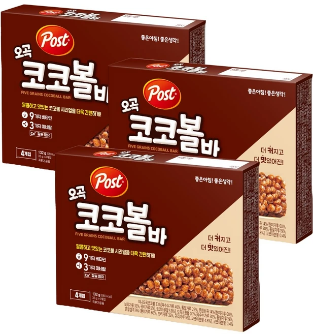 포스트 오곡 코코볼바 132g 3개 - 쿠팡
