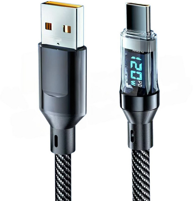 USB-C PD 充電線 尼龍編織 支援60W/65W/27W 快充顯示功率, C-C 65W, 1個, 1m