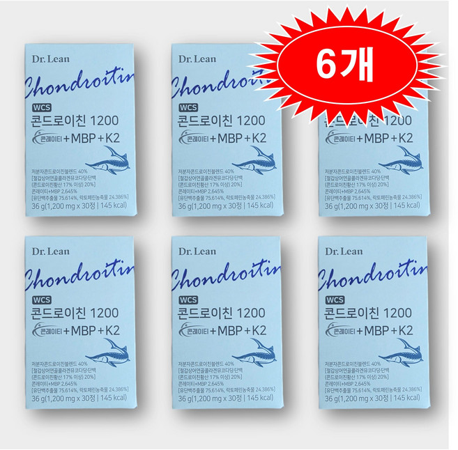 Dr.Lean 닥터린 콘드로이친 1200 콘레이티+MBP K2, 30정, 6개