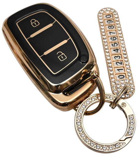 현대 포터 호환 TPU 스마트키 차키케이스 키홀더 번호판 큐빅 키링, TA66_KH03, 블랙