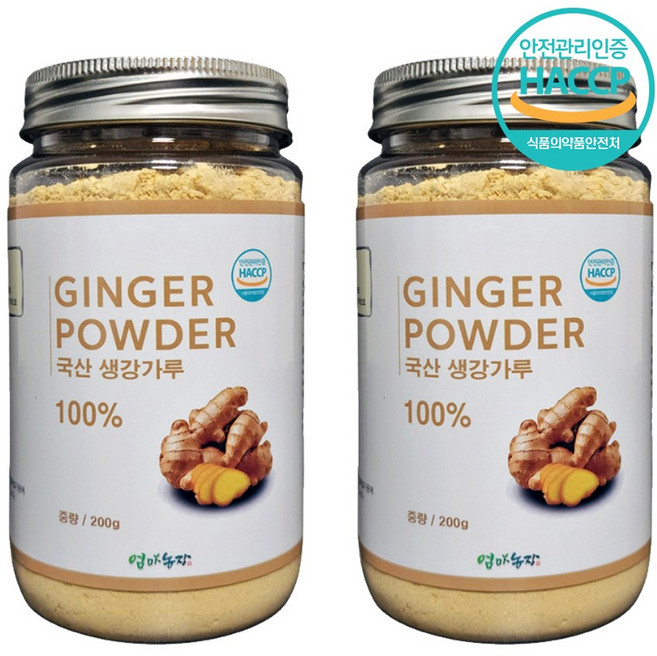 엄마농장 국산 100% 생강가루 HACCP인증, 2개, 200g