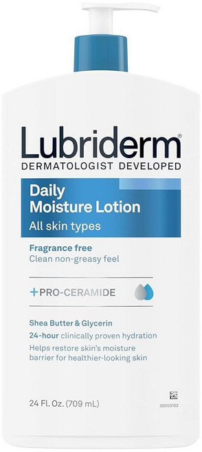 Lubriderm 데일리 모이스처 바디 로션 24 fl. oz 중건성 피부용 프로비타민 B5 함유 유분기 없음 221576, 709ml