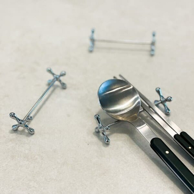 실버 스텐 덤벨 커트러리 수저 받침, 단품, 1개, 색상