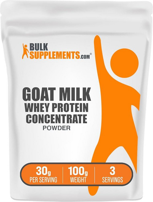 BulkSupplements. com Goat Milk 유청 단백질 농축 파우더 - 염소 유청 단백질 파우더 무향 및 글루텐 프리 1회 제공량당 30g 100g (3.5온, 3.5 Ounce (Pack of 1), 1개