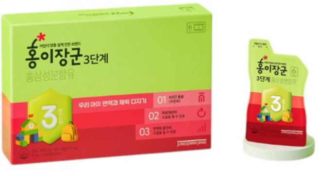 정관장 홍이장군 3단계 20ml 30포 (만 7-9세 어린이 홍삼), 1세트