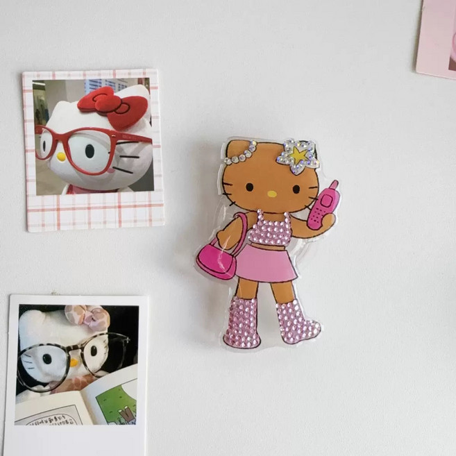 (당일발송)로지도이 고양이 큐빅 휴대폰 스마트톡, 1개, 태닝핑크키티