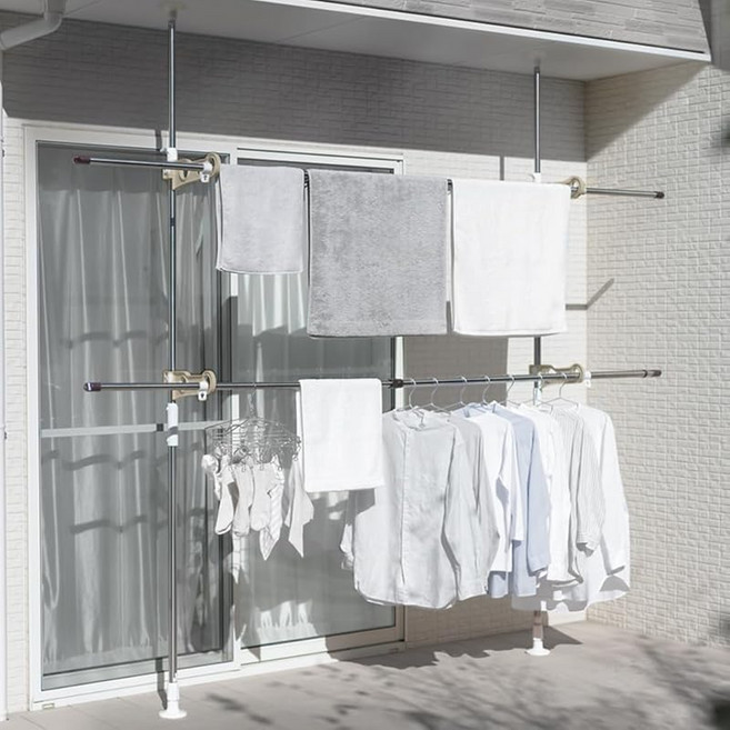 .co.jp 아이리스오야마 세탁 빨래 건조대 베란다 빨랫줄 꼭 겉말림 스테인레스 높이 약 210275㎝ SVI275NR 베이지