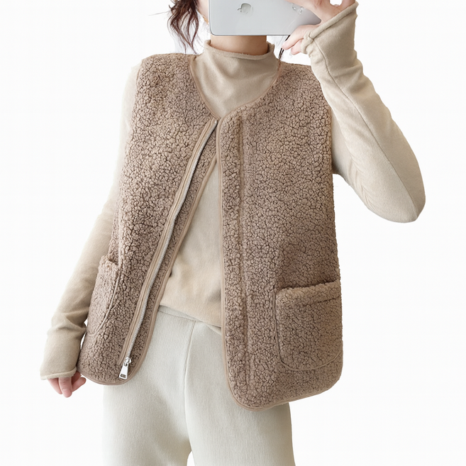 에버린 겨울 뽀글이 플리스 조끼 여성 지퍼 베이직 베스트 2P