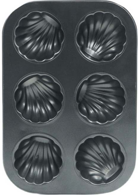 Unionvicky 넌 스틱 6 커넥티드 쉘 셰이프드 마들렌틀 블랙, 1개