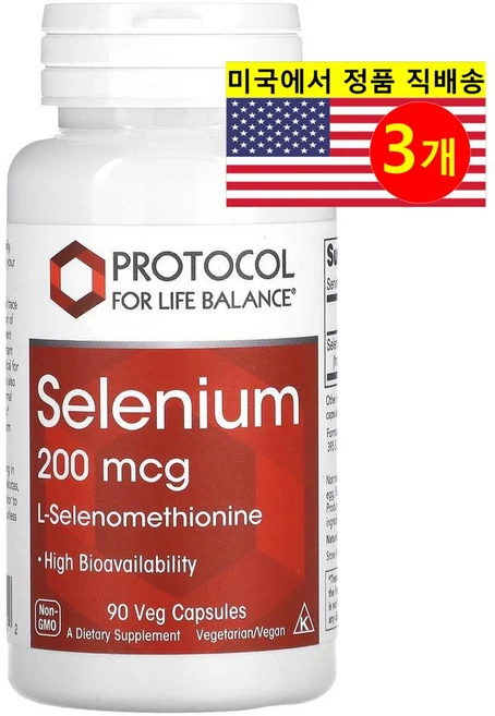 Protocol for Life Balance 셀레늄 200mcg Selenium, 3개, 90정 - 쿠팡