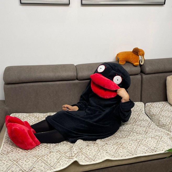 사계절동물잠옷 검은색오리잠옷 노란색오리 엘리자베스 잠옷 재미 오리 커플 귀여운 남성과 여성 가을과 겨울 두꺼운