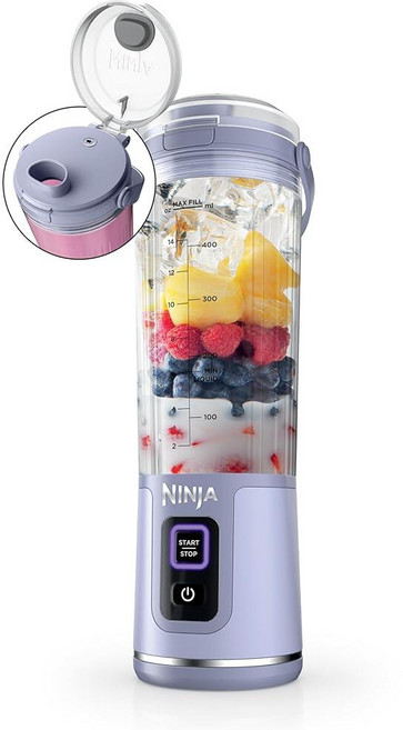 닌자 블라스트 충전식 휴대용 쉐이크 블렌더 532ml 마블화이트, 뮤티드 라벤더
