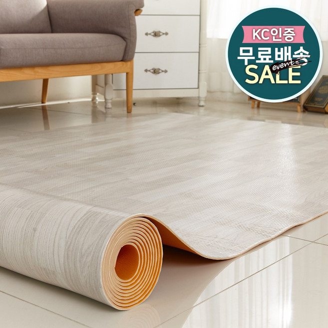 다온 이지 두꺼운 5T 재단형 PVC 롤매트 거실매트 베란다매트 두꺼운 모노륨매트 바닥장판매트, 04 우드-아이보리