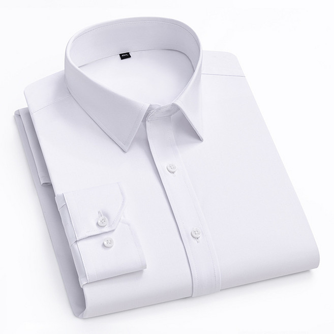 男士長袖襯衫免燙抗皺休閒襯衣商務高檔藍色純白色白領合身職業裝