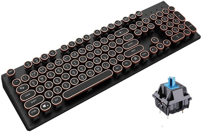 Lexking LKB-7319 機械式復古打字機 USB 鍵盤 德國 Cherry軸 青軸 紅軸, 詳見包裝, 詳見包裝